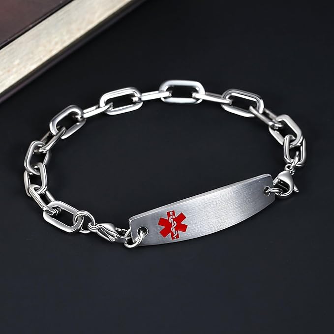 Silver Colour Medical Link ID Bracelet-Medical ID Bracelet-Auswara