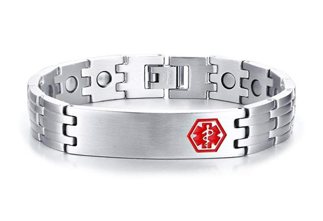 Silver Colour Stainless Steel Medical Alert ID Bracelet Auswara