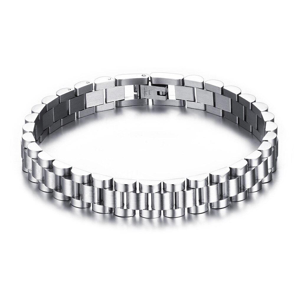 Silver Solid Style Stainless Steel Bracelet-Chain Bracelet-Auswara