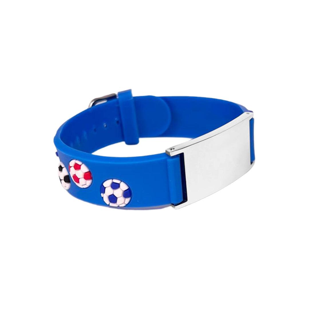 Soccer Personalised Anti Lost Children Blue Bracelet-Identification Bracelet-Auswara