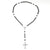 St Benedict Rosary Beads Necklace with Cross Pendant in Black & Silver-Cross Necklace-Auswara