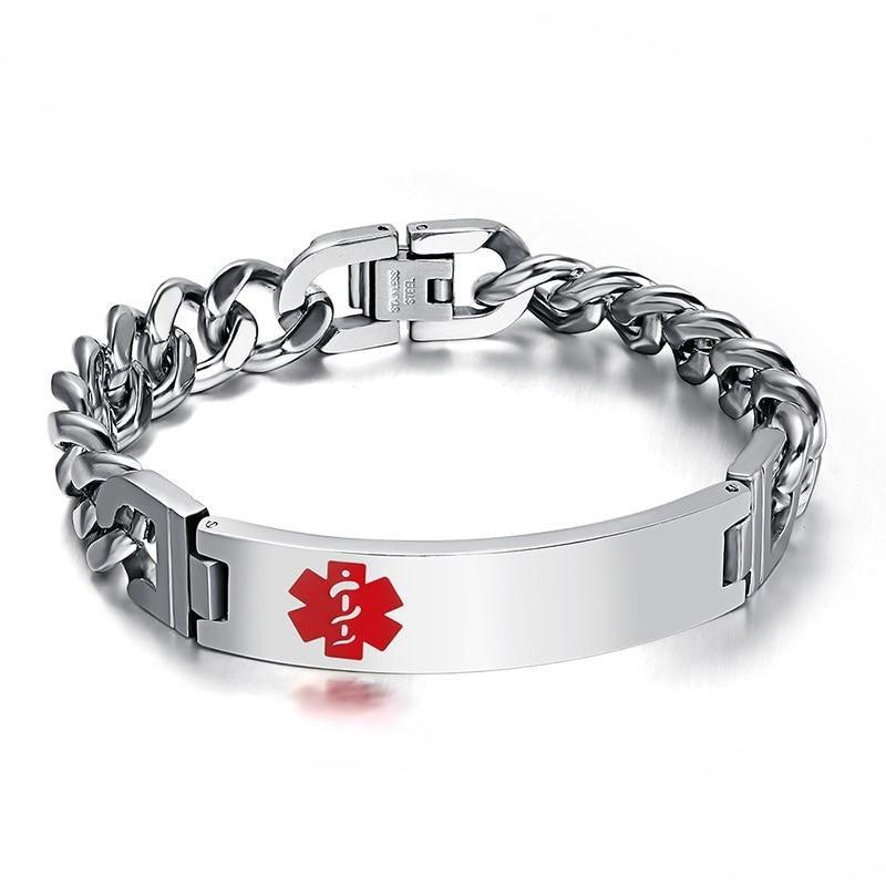 Stainless Steel Medical Alert ID Chain Bracelet-Medical ID Bracelet-Auswara