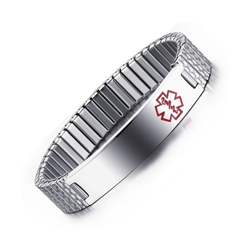 Stainless Steel Medical Alert ID Stretchable Bracelet