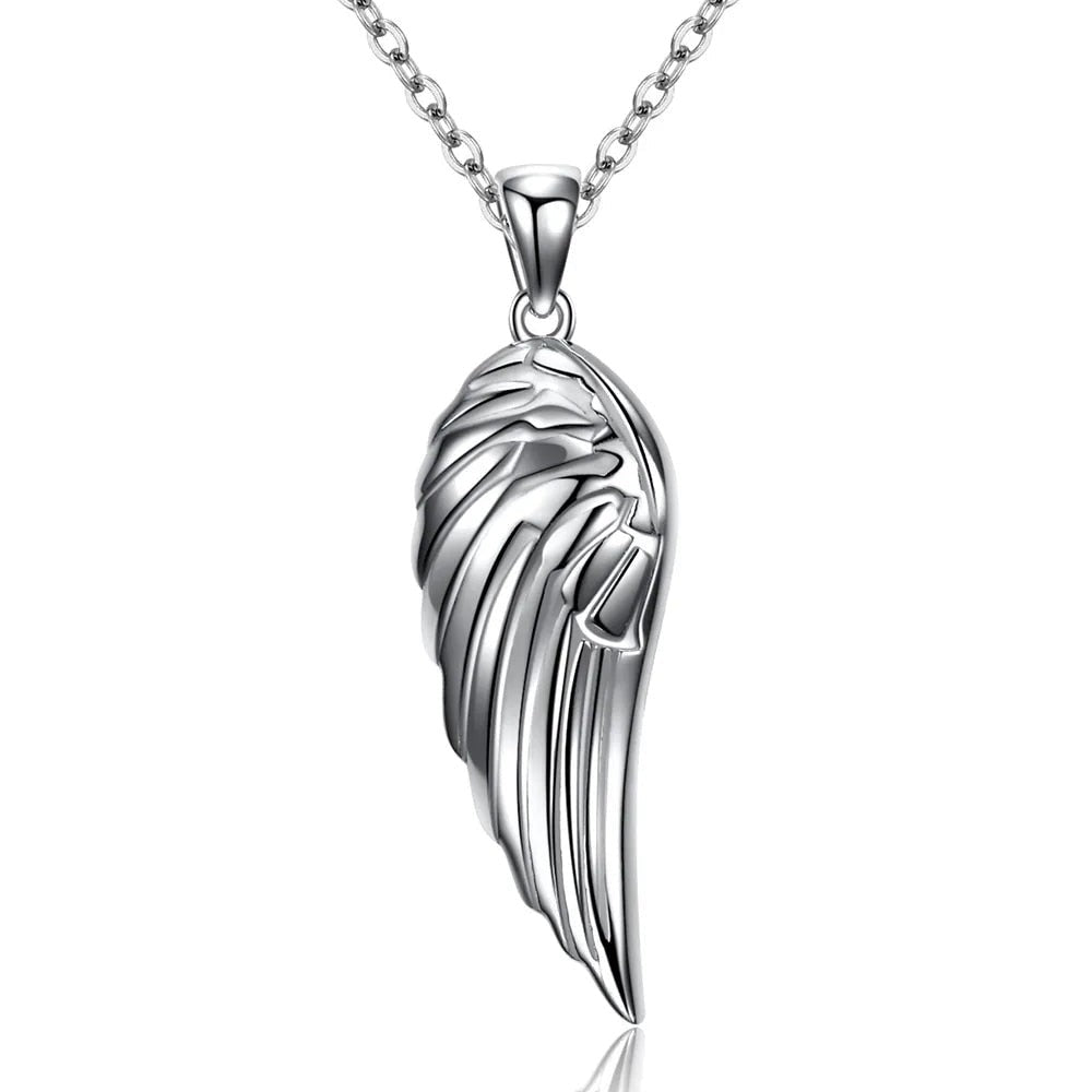 Sterling Silver Angel Wing Pendant Necklace-Women Necklace-Auswara