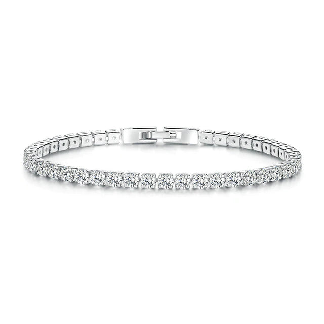 Sterling Silver Sparkling Tennis Bracelet-Women Bracelets-Auswara