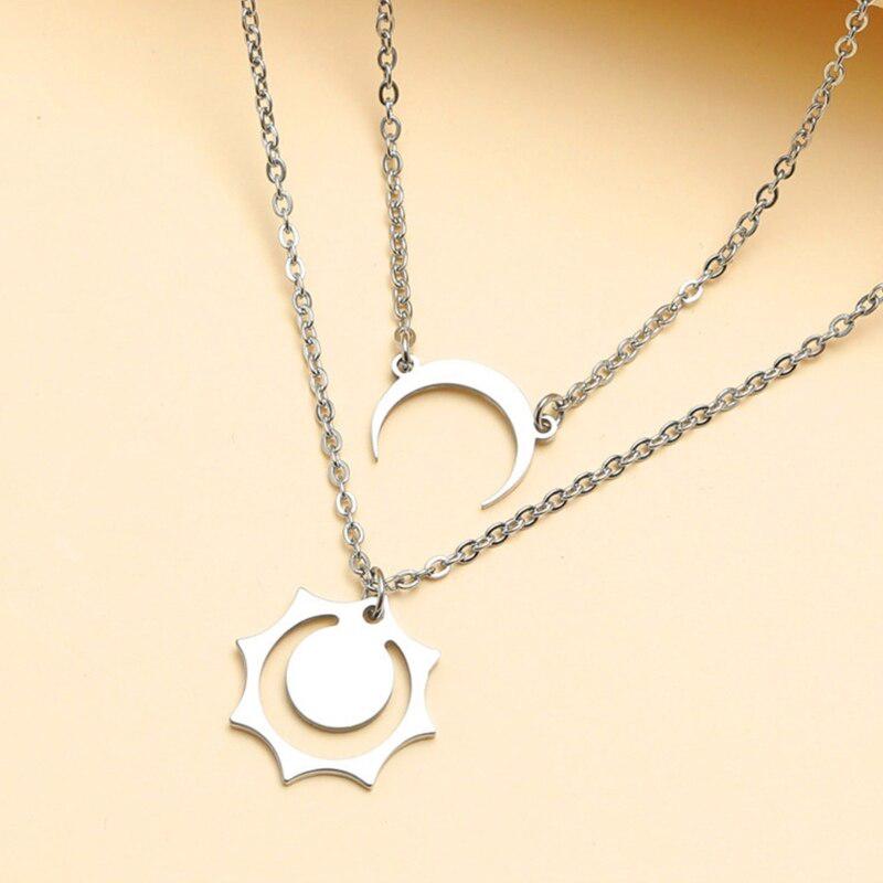 Sun & Moon Necklace Set for Couples-Couples Necklace-Auswara