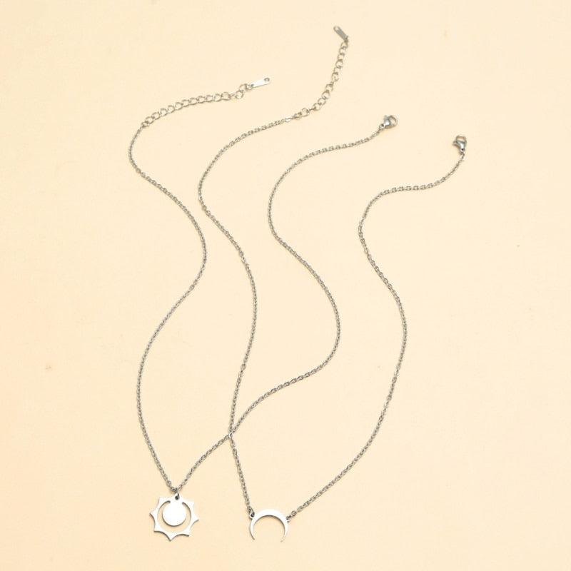 Sun & Moon Necklace Set for Couples-Couples Necklace-Auswara