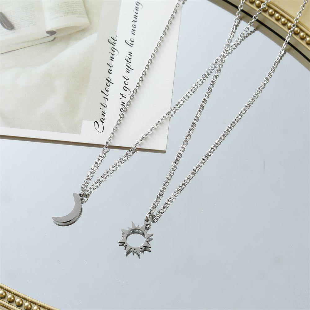 Sun and Moon Promise Couple Necklace-Couples Necklace-Auswara