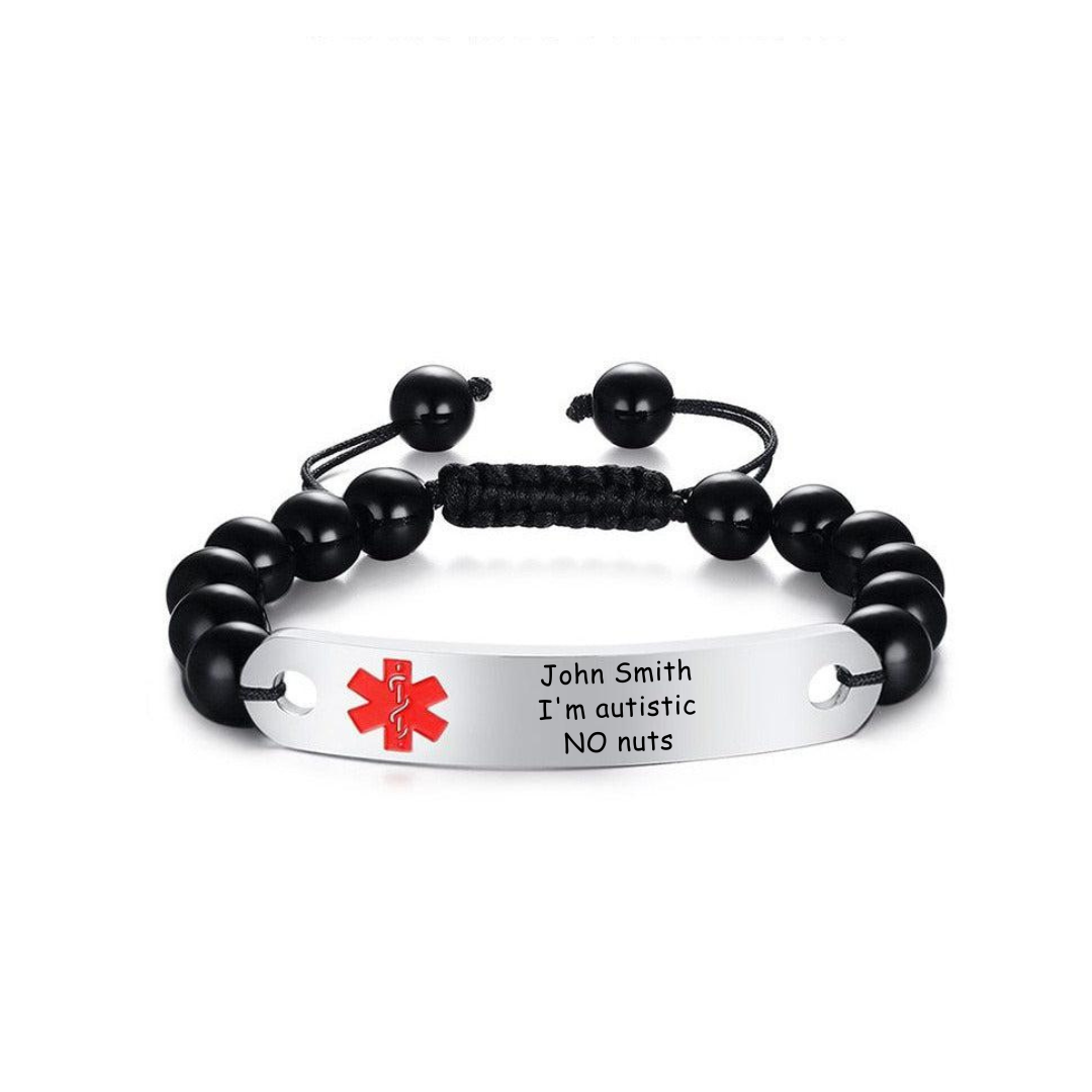 Beaded Medical Alert ID Bracelet