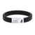 Classic Black Leather Bracelet With Silver Clasp