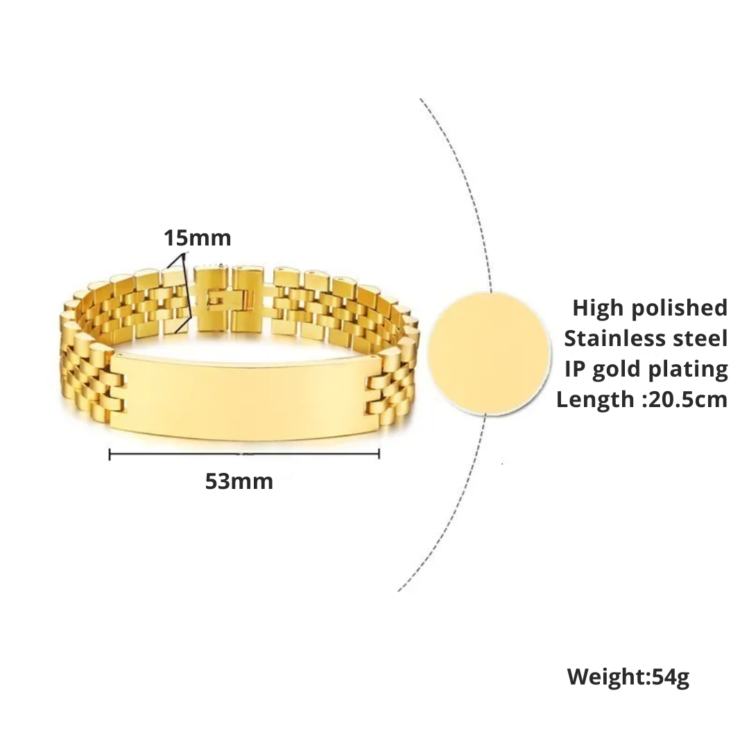 Personalised Gold Colour Link Bracelet (OLD TEMPLATE)-Personalised Bracelet-Auswara