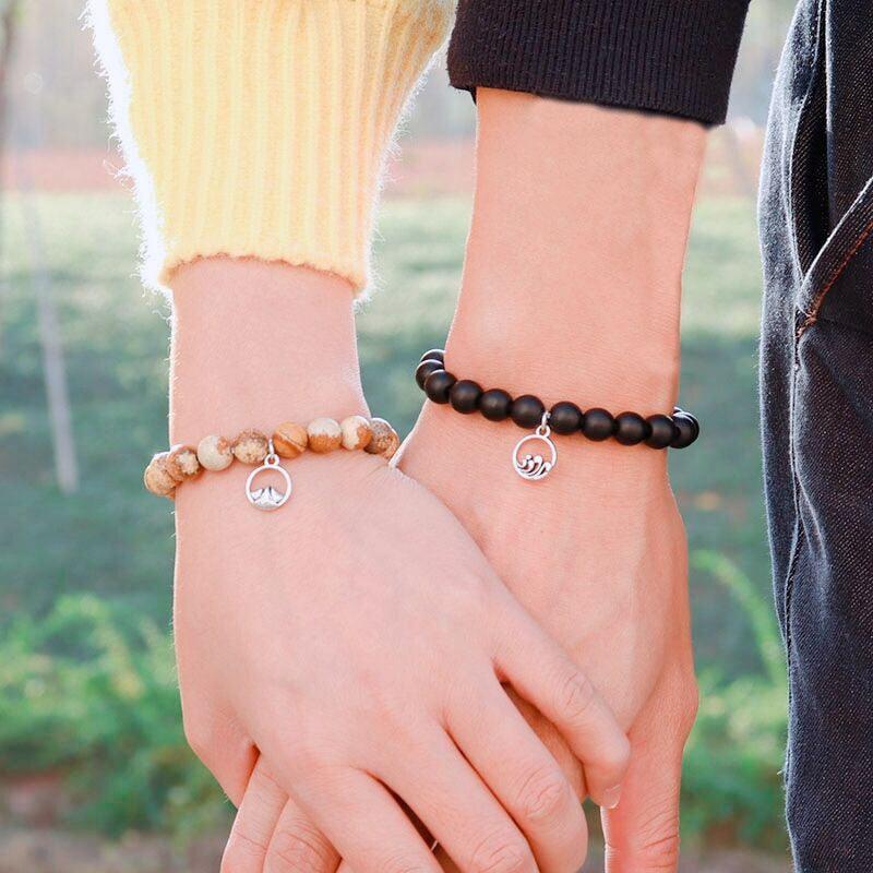 Tiger Eye Magnetic Couple Bead Bracelets-Couple Bracelet-Auswara