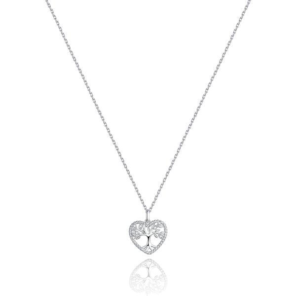 Tree of Life Heart Necklace In Sterling Silver-Women Necklace-Auswara