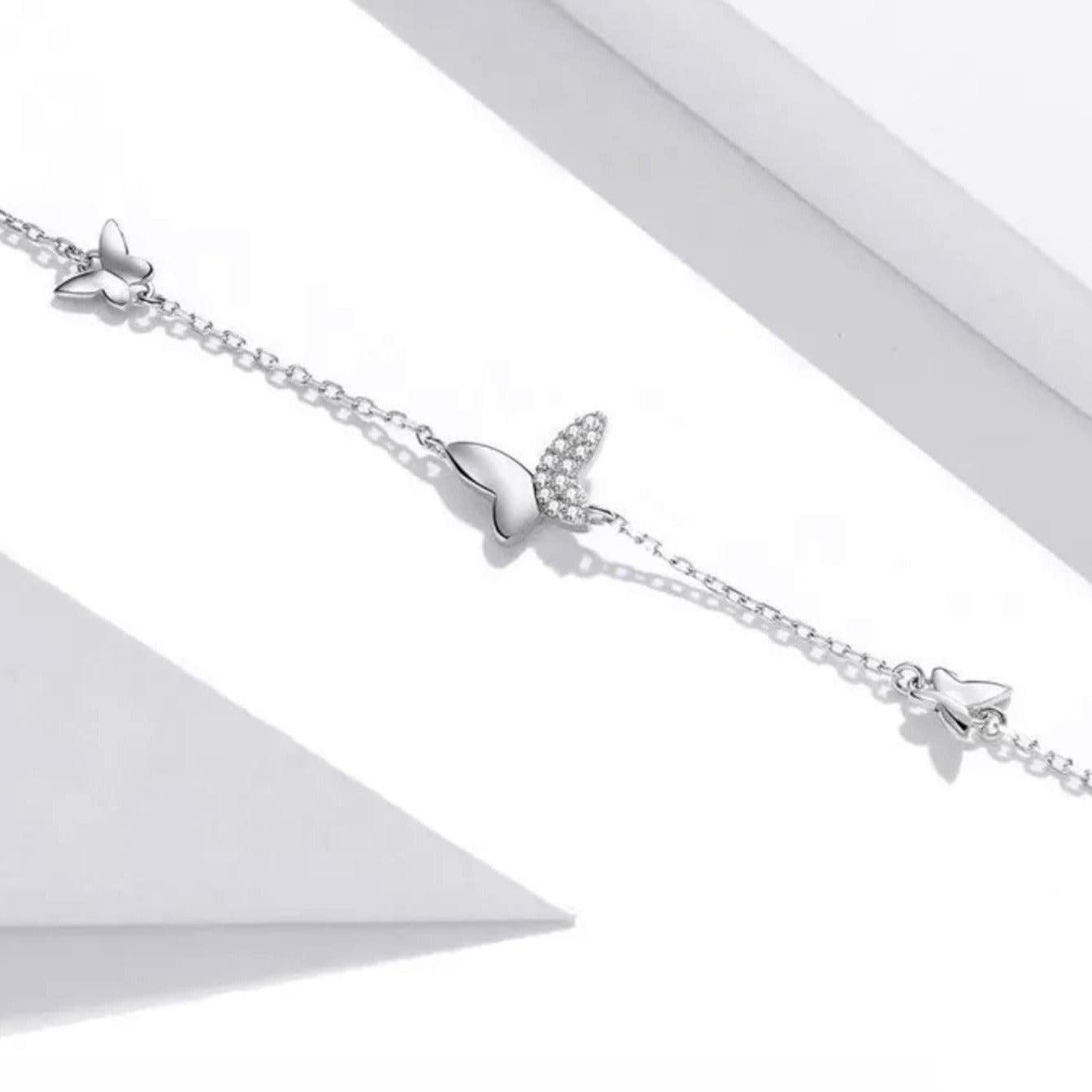 Trio Butterfly Bracelet in Sterling Silver-Women Bracelets-Auswara