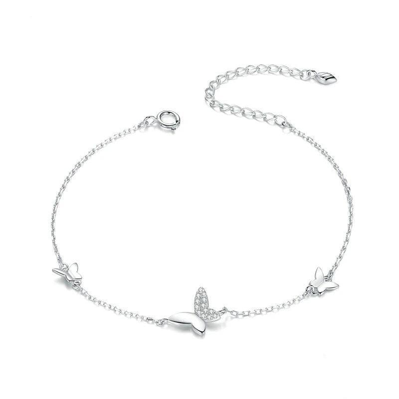 Trio Butterfly Bracelet in Sterling Silver-Women Bracelets-Auswara