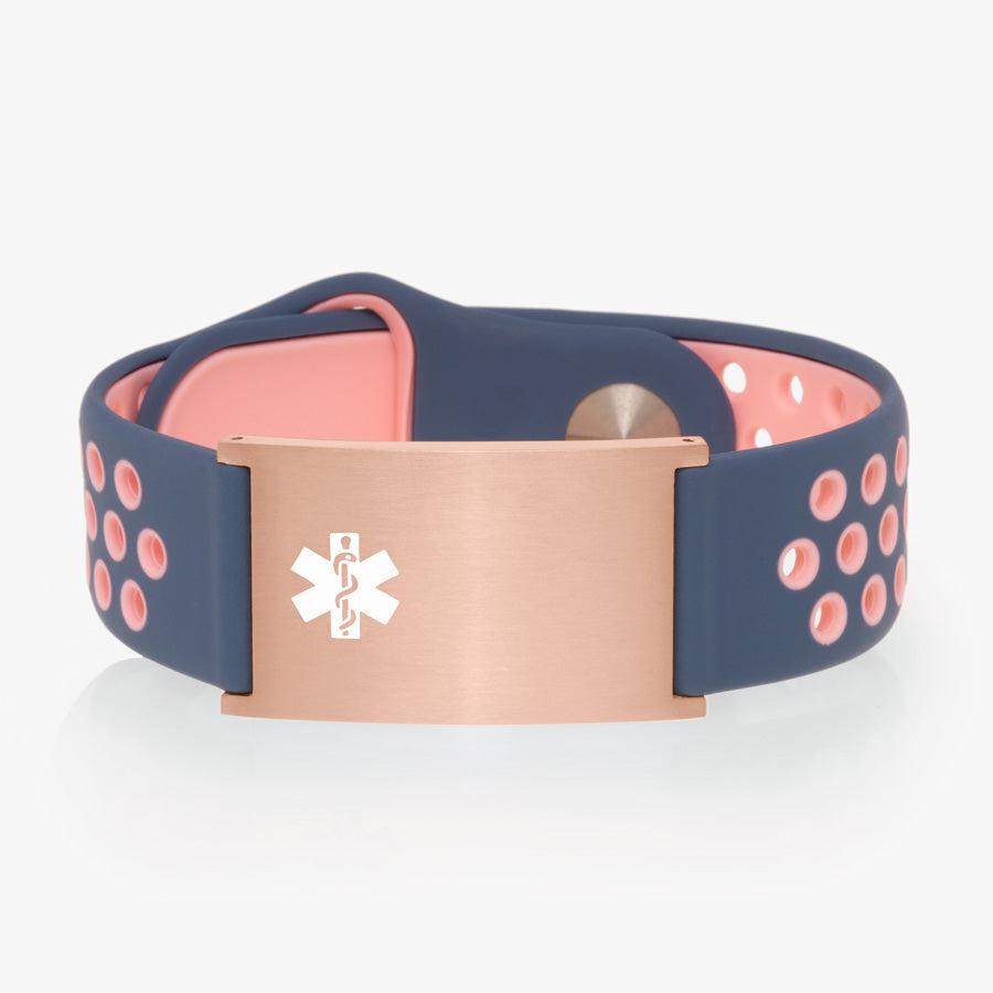 Ultra Silicone Medical ID Bracelet in Navy & Pink-Medical ID Bracelet-Auswara