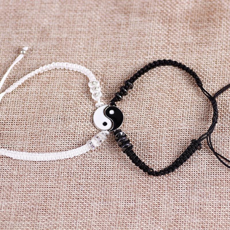 Yin And Yang Adjustable Bracelet Set-Couple Bracelet-Auswara